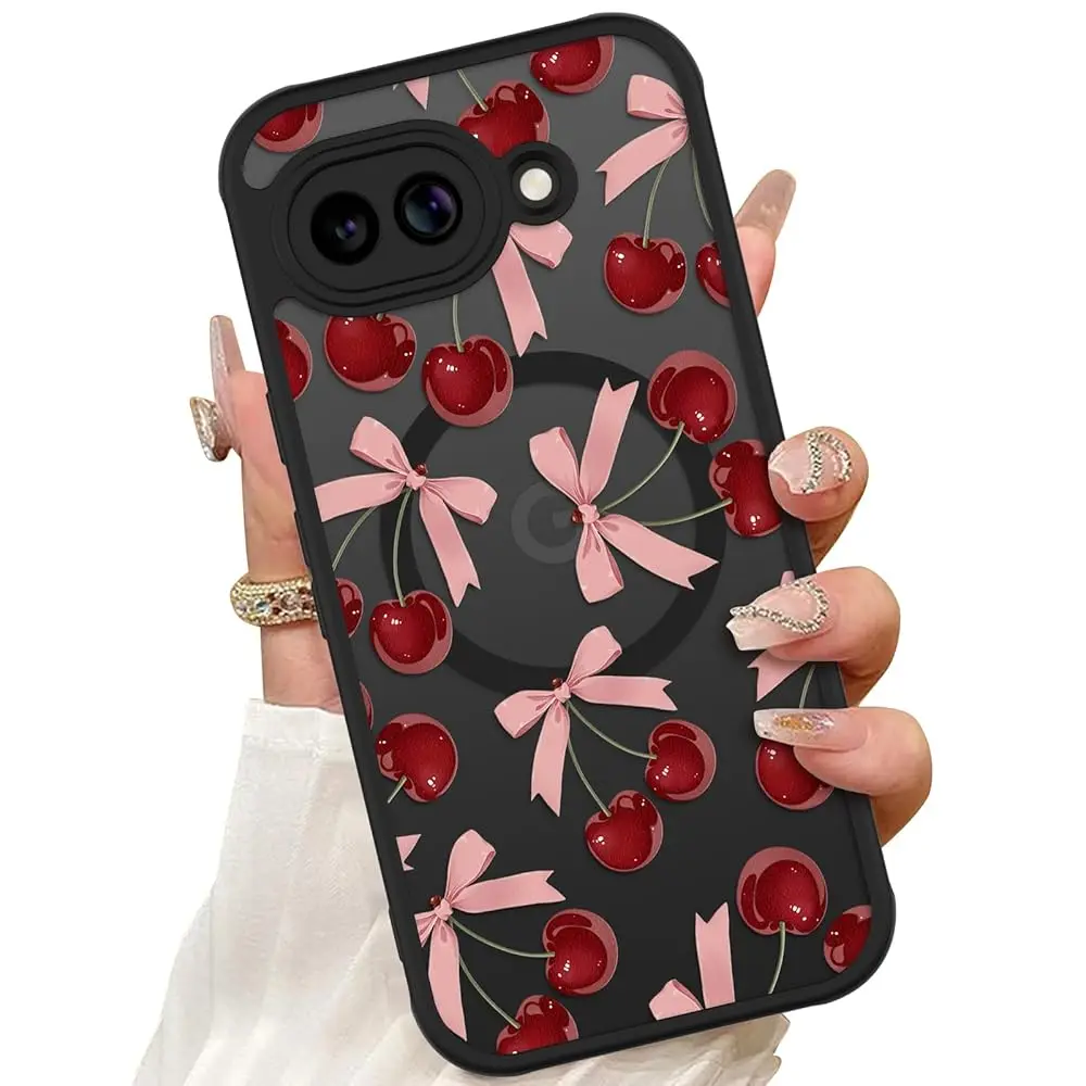 

Magnetic Case for Google Pixel 9/9 Pro 6.3 Inch [Compatible with MagSafe] Hard PC and Soft TPU Case with Cherry Blossom Pink