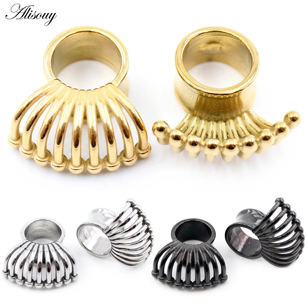 Alisouy 1PC Stainless Steel Casting Solder Flake Ear Flesh Tunnel Plug Expander Stretchers Gauges Earrings Piercing Body Jewelry