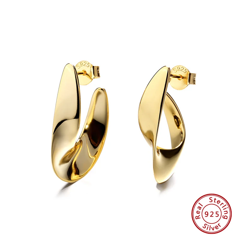 

Earrings 925 Sterling Silver Original Certified Twisted Curved Earrings for Women Fashion Shipping Free Jewelry