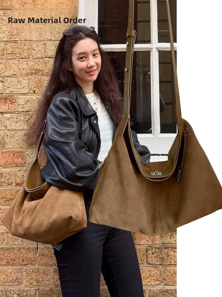 

New Winter Women's Handbag Soft Top Layer Cowhide Suede Crossbody Single oulder Bag Casual Simple Sle Commuting Purse