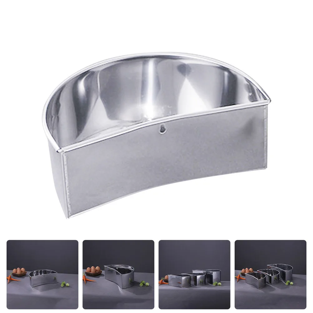 

1pc Stainless Steel Moon Shaped Chopping Board Garbage Box Roll Edge Design Kitchen Waste Storage Bucket For Home Use Cutting