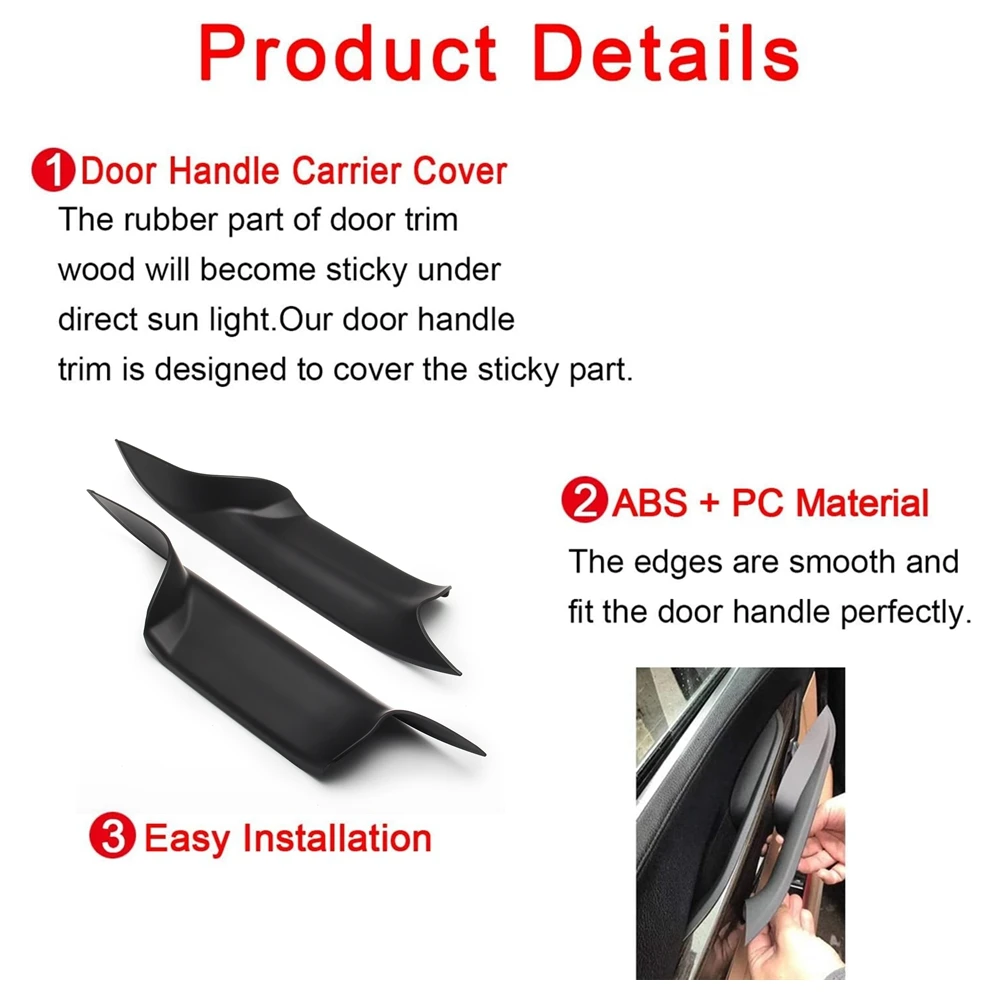 Door Pull Handle Covers For BMW 7 Series F01/F02 2008-2014 Rear Left and Rear Right Replaces 51419115501 51419115502