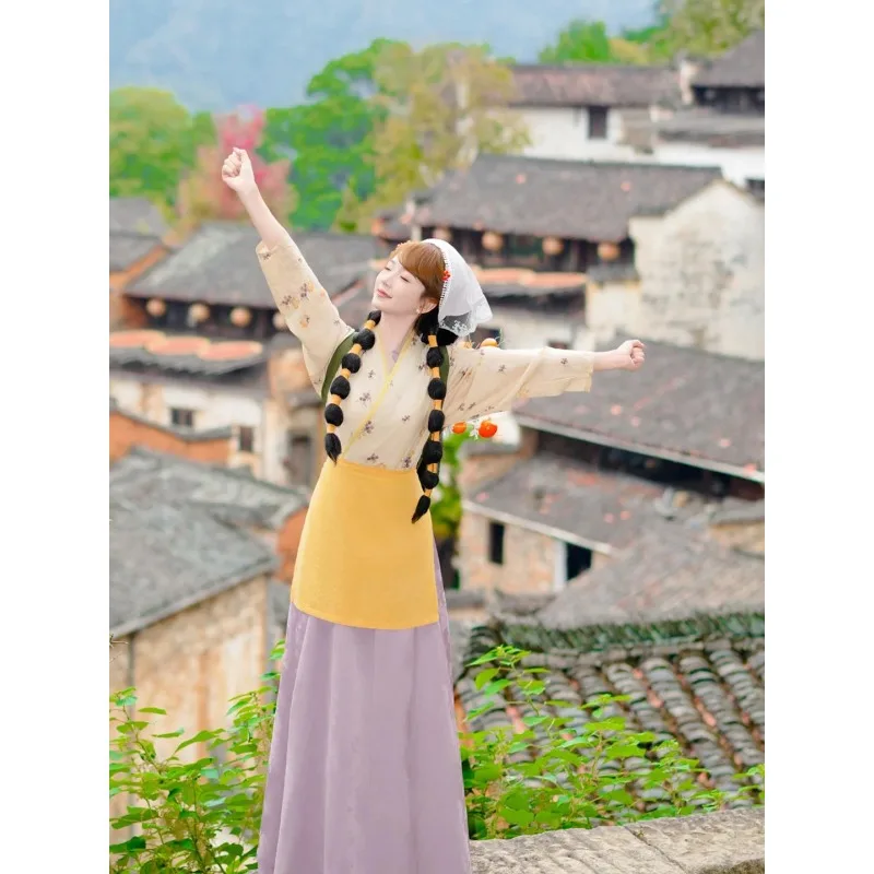 2026-new-floral-pastoral-hanfu-women-cross-collar-ruqun-petite-farming-ancient-costume