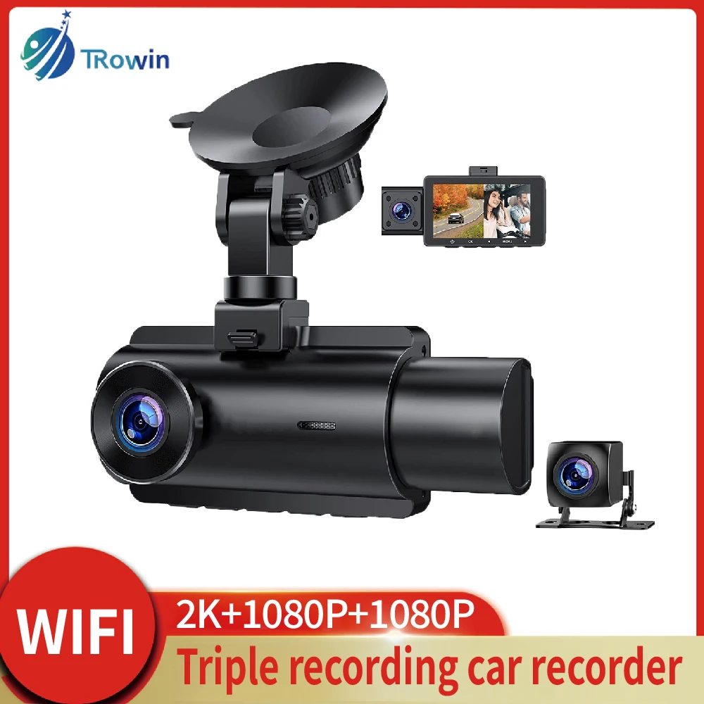 3Inch IPS WiFi HD 2K Car DVR Triple lens Dashcam Car Camera super Night Vision Loop Recording Vehicle Accessories