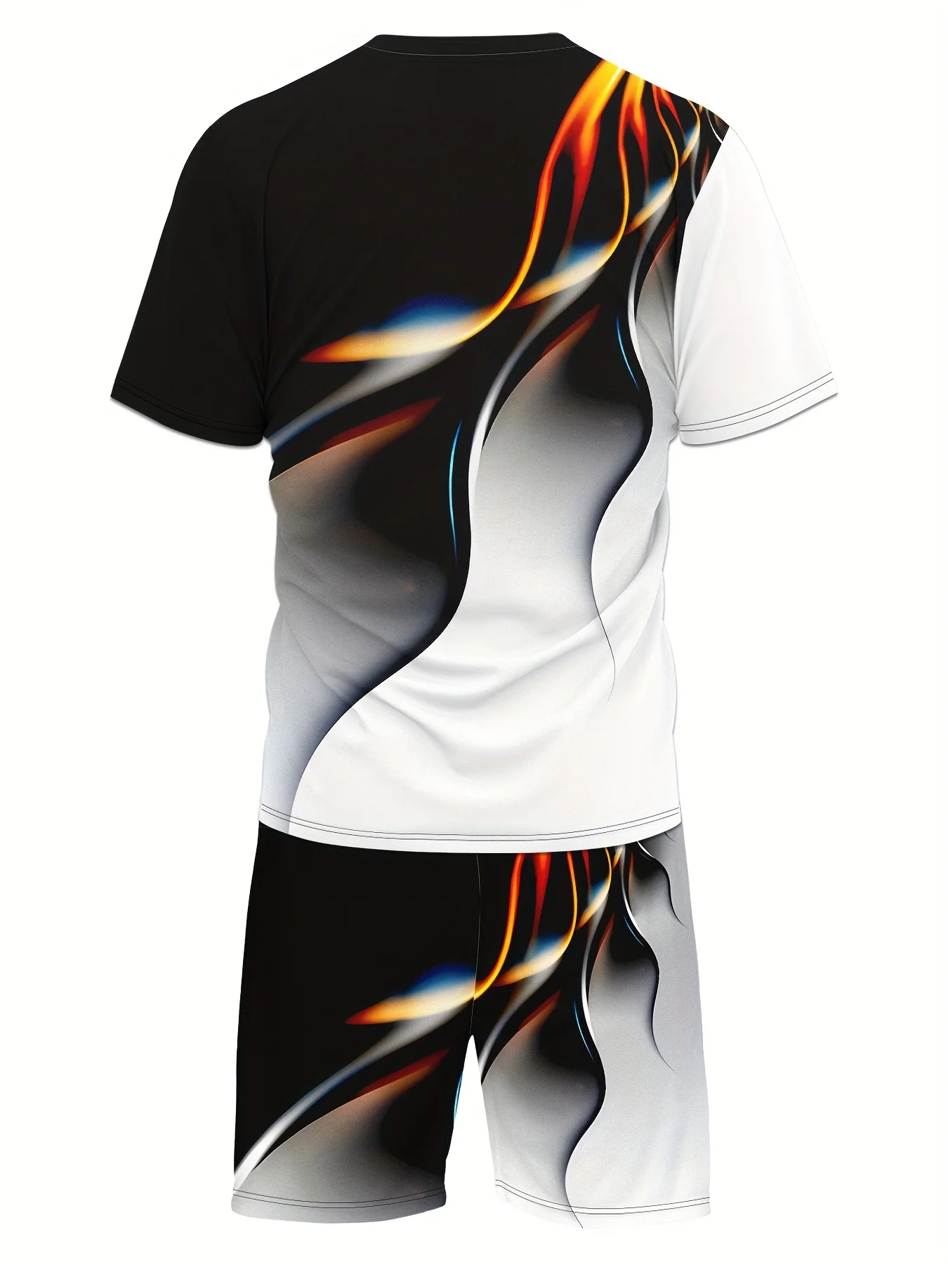 2025 Fashion Men's Summer 3D Pattern Short Sleeved T-shirt and Shorts Set Hip-hop Street Style Round Neck T-shirt and Shorts