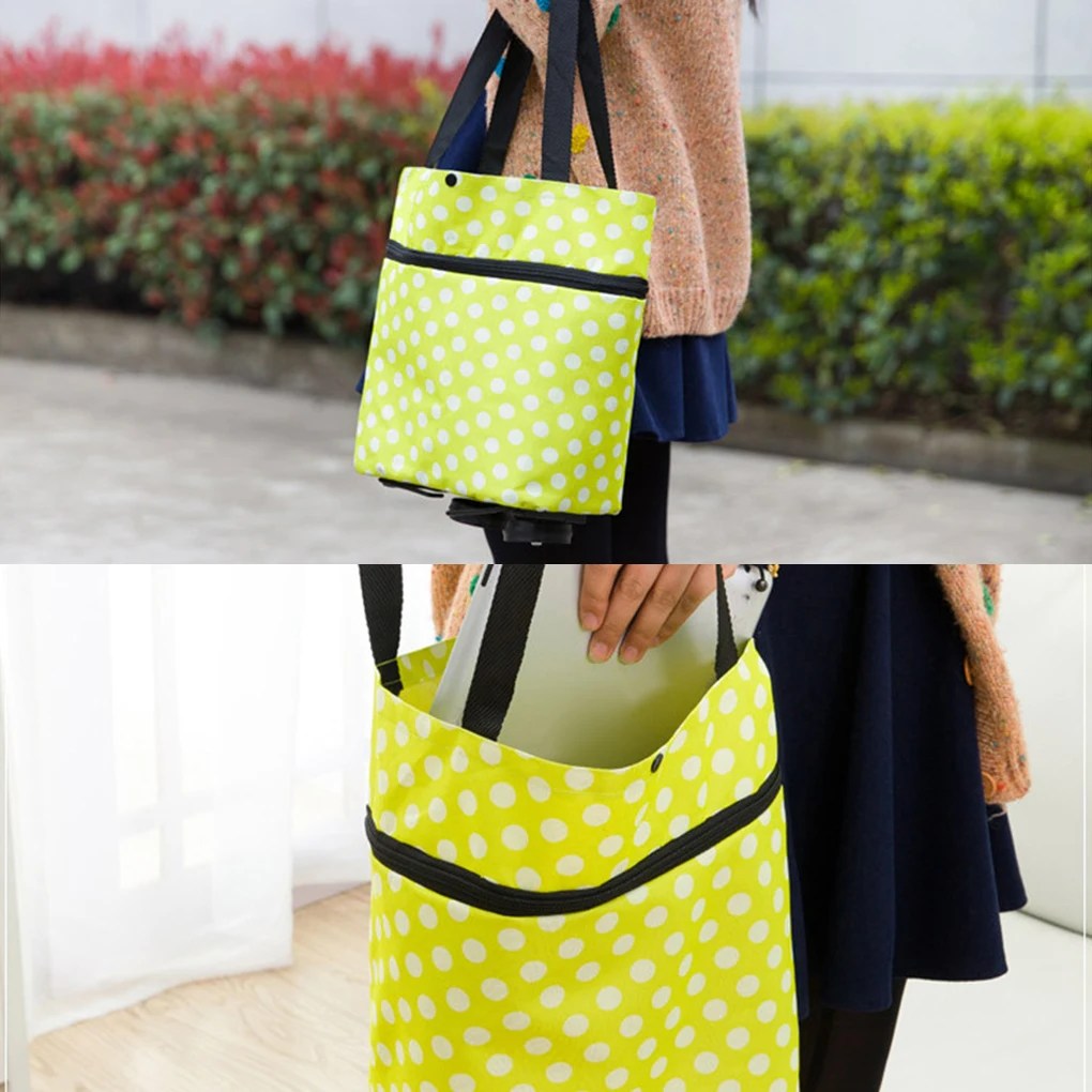 Portable Shopping Bags Foldable Oxford Fabric And Metal Craftsmanship Foldable Shopping Trolley Bag green