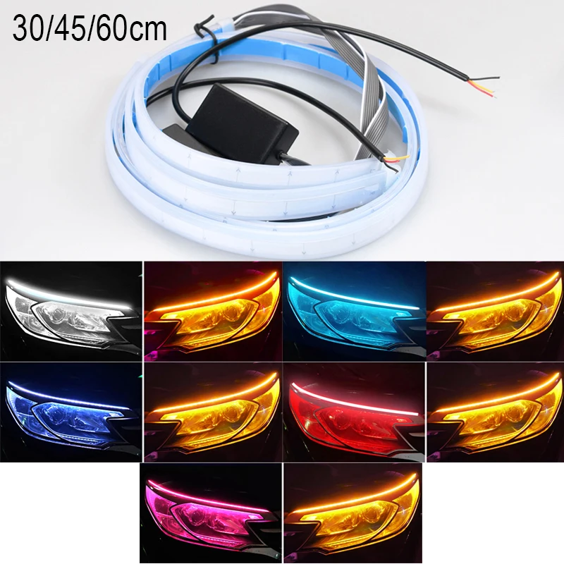 

2Pcs 24V 30/45/60Cm Car Daytime Running Lights Start Scanning Streamer Turn Signal Lights Flexible Soft Led Strip