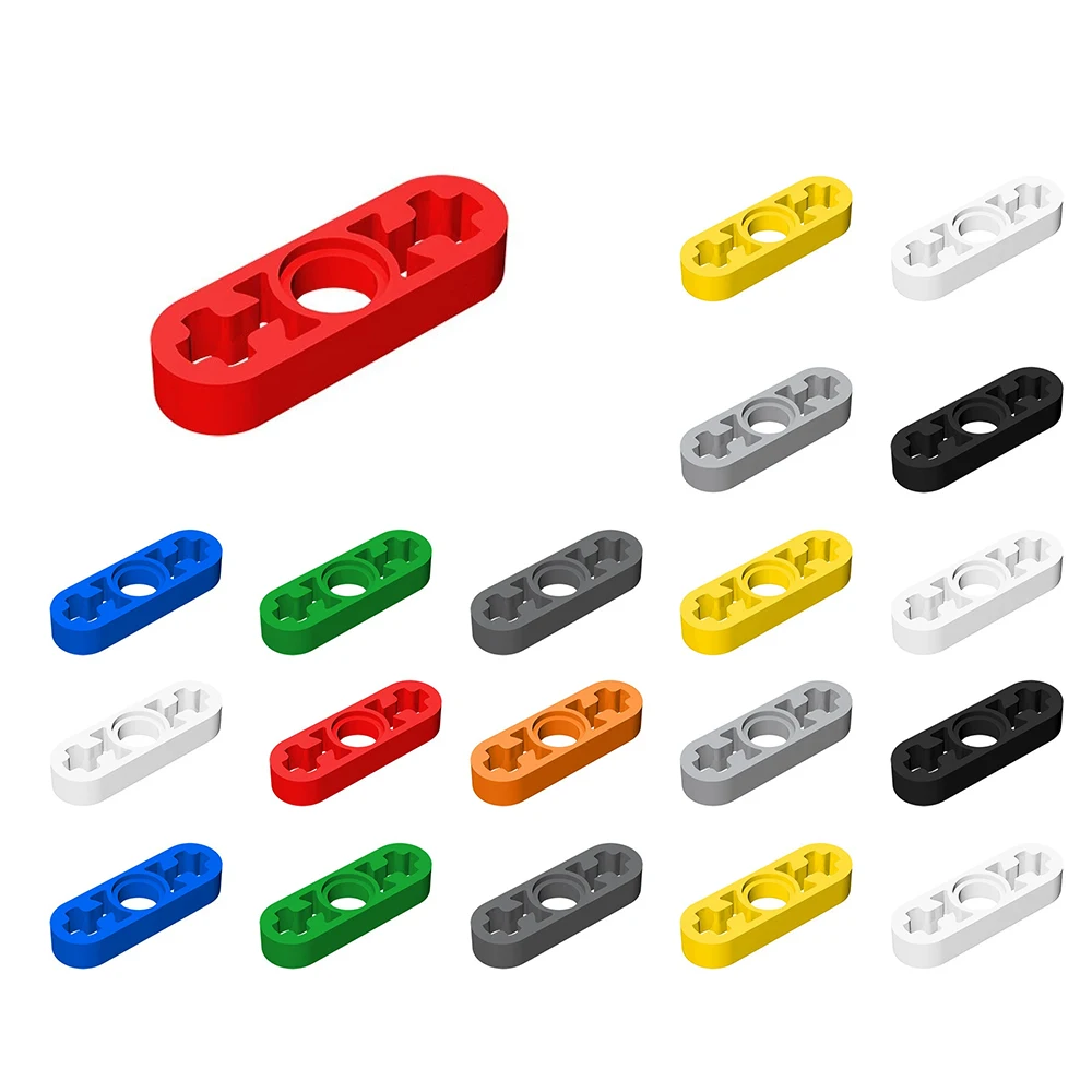 60 pièces 6632 Bricks de levier fins 1 x 3 trous d'axe, blocs de construction techniques MOC, jouets éducatifs de haute technologie pour le développement du cerveau, bricolage