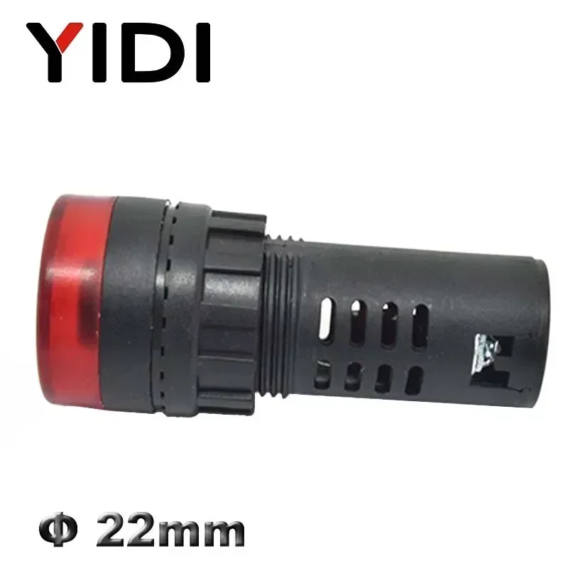 Imagem -05 - Led Panel Mount Luz Indicadora Buzzer Alarm Signal Lamp Vermelho Verde Amarelo Flash 12v 24v 110v 220v Ad1622sm 22 mm