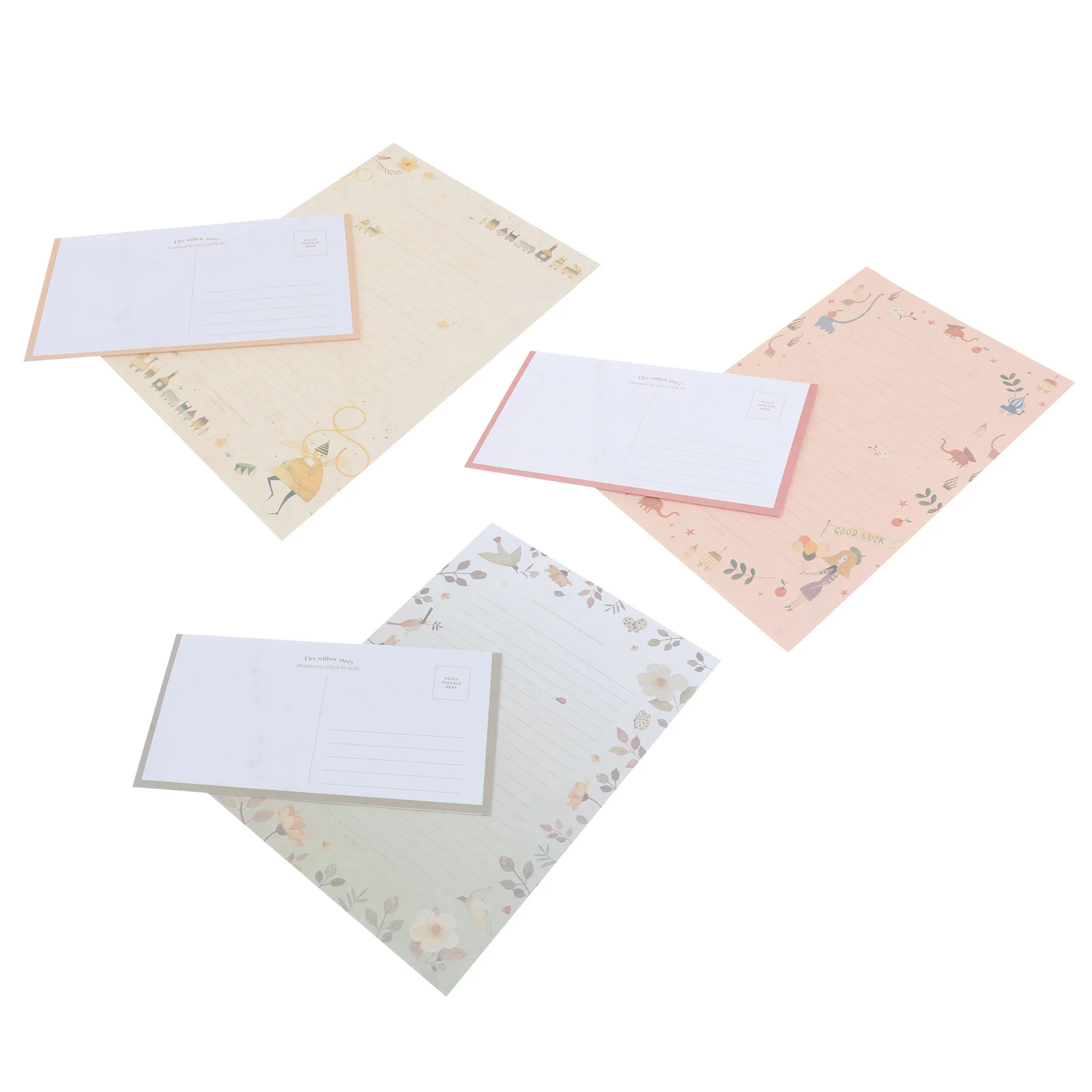 5 Sets/45pcs Flower Printing Envelope and Letter Paper Lovely Writing Stationery Envelopes Kit School Stationery for School (15