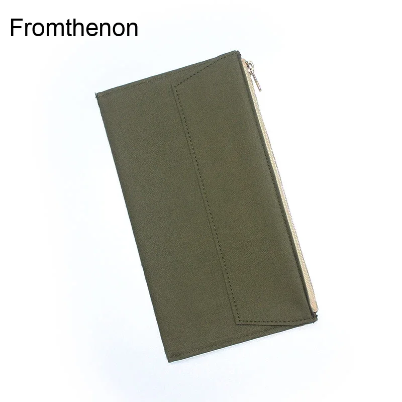 Fromthenon Retro Notebook Storage Bag Olive Green Canvas Vintage Stationery Card Holder For Midori Travelers Notebook Accessory