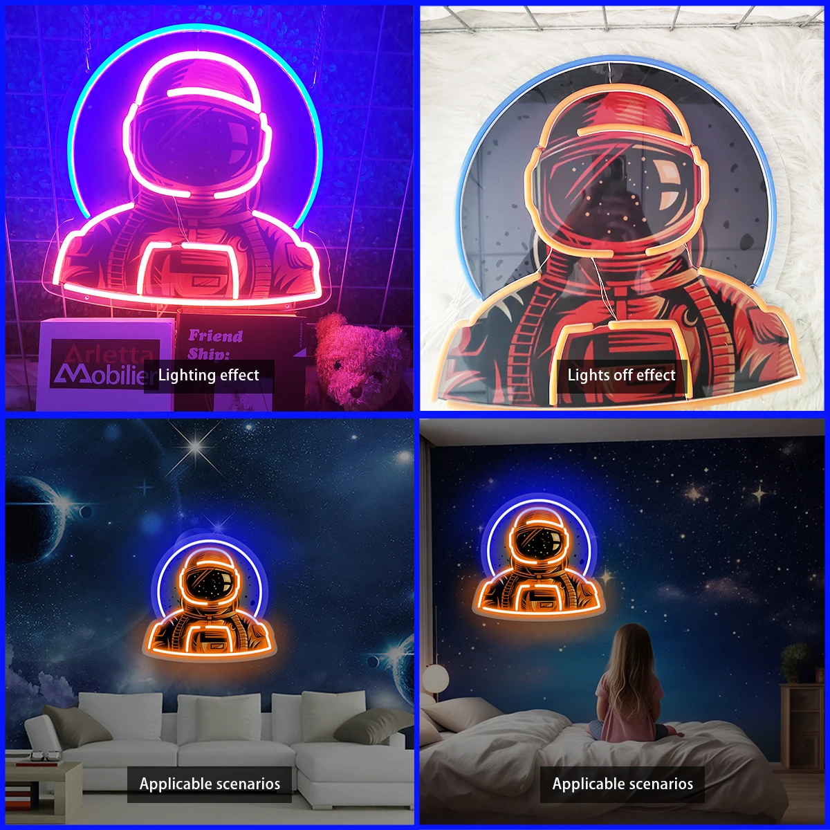 Astronsommodelling-Enseigne au néon pour décoration murale, lumière LED personnalisée, lampe au néon pour salle de jeux, fête, bar, décor de boutique d'art