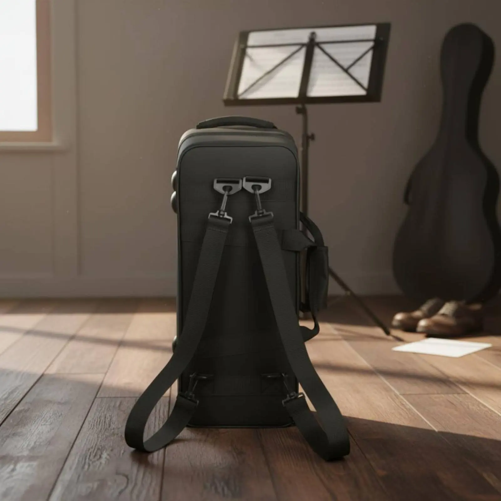 

Black Trumpet Case Thickened Padded Trumpet Case Instrument Storage Handheld Portable for Travel