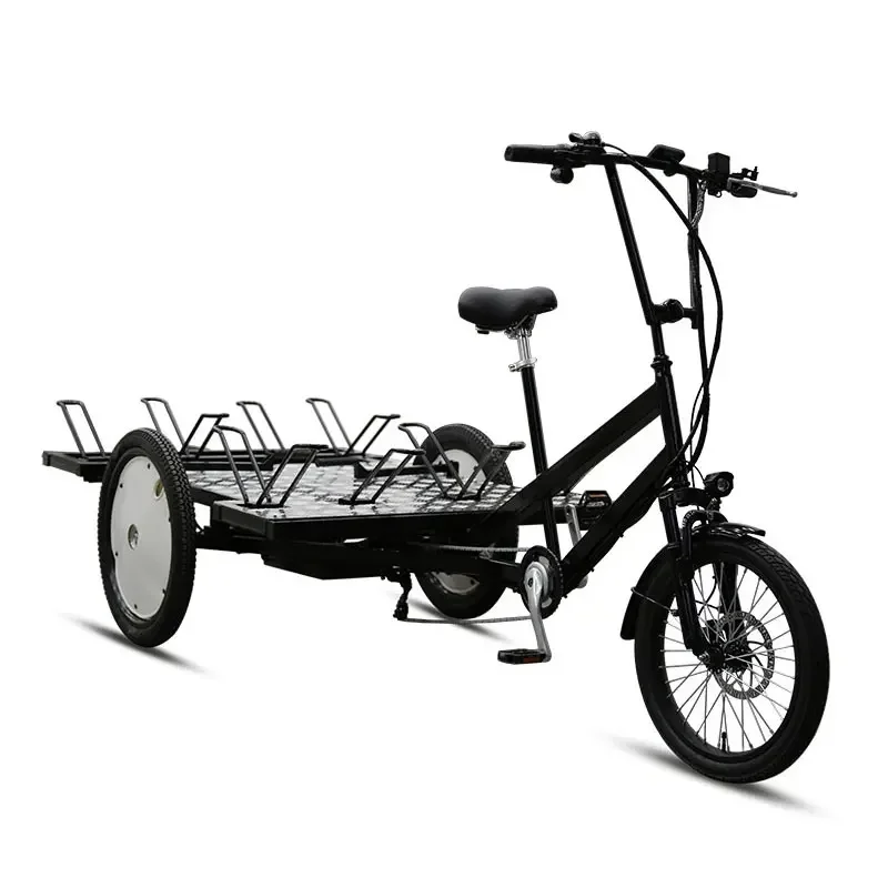 48V 500W rear differential motor Electric tricycle flatbed trike with bike rack 7 Speeds Electric Flatbed Trike