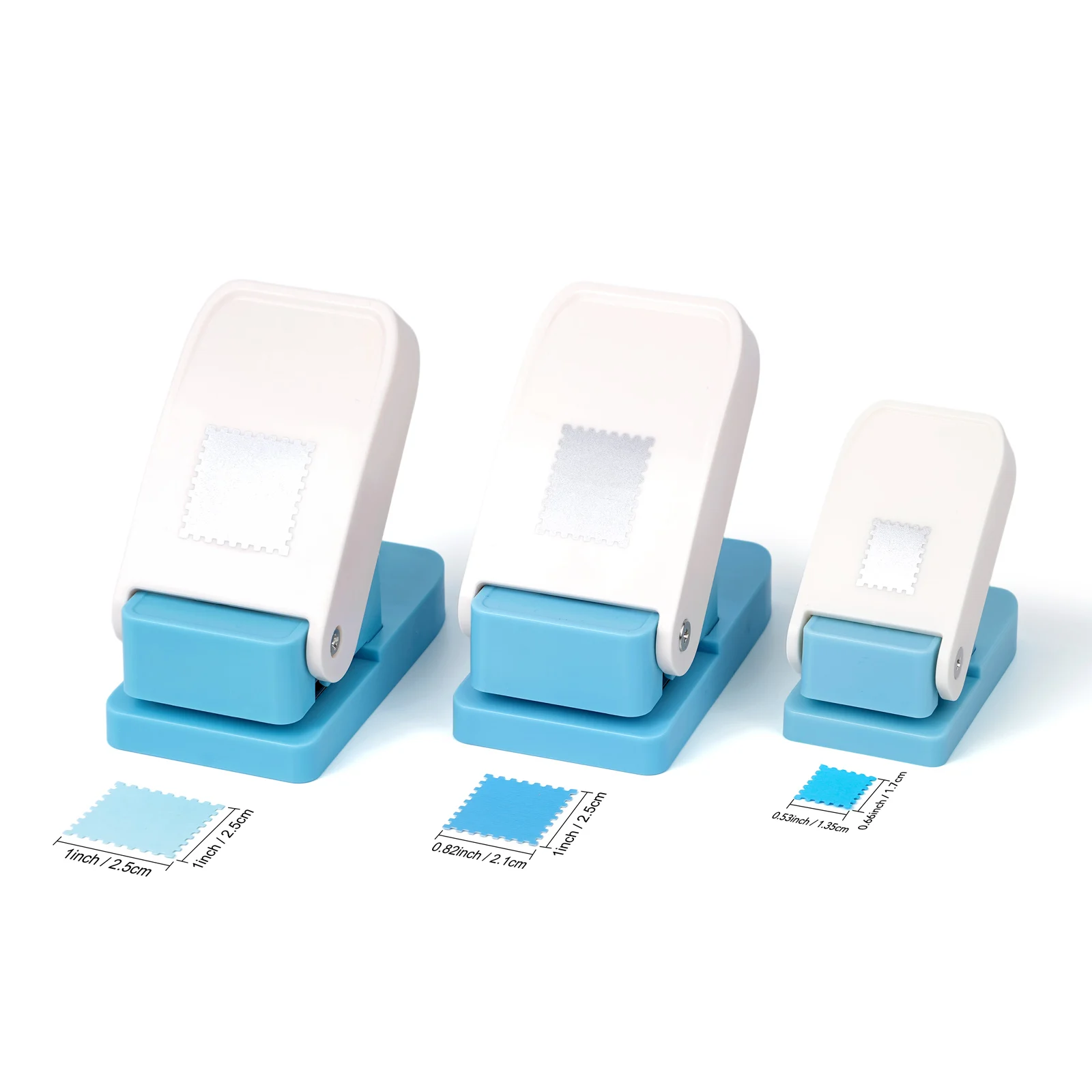 3Pcs Multi-Size Rectangular Postage Stamp Punch, Lever Action Paper Craft Punch, DIY Scrapbooking & Card Making Tools view 3