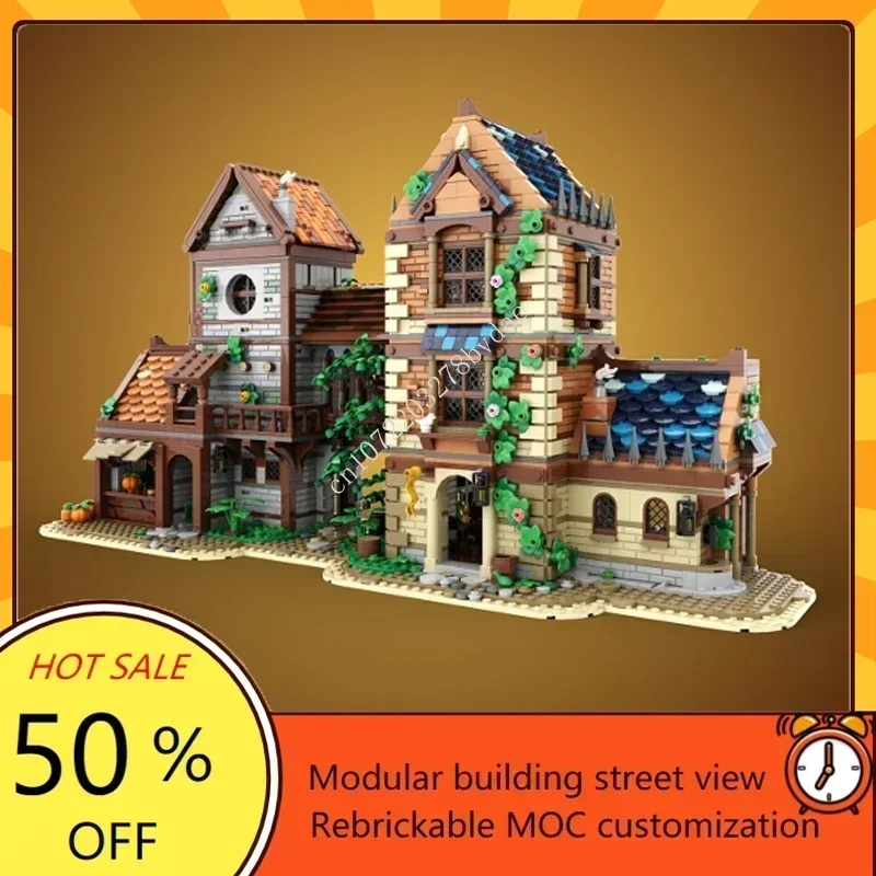 3877PCS Customized MOC Medieval Castle Medieval Street Model Custom Puzzles Technology  Creative Assembly Toys Kids Gifts