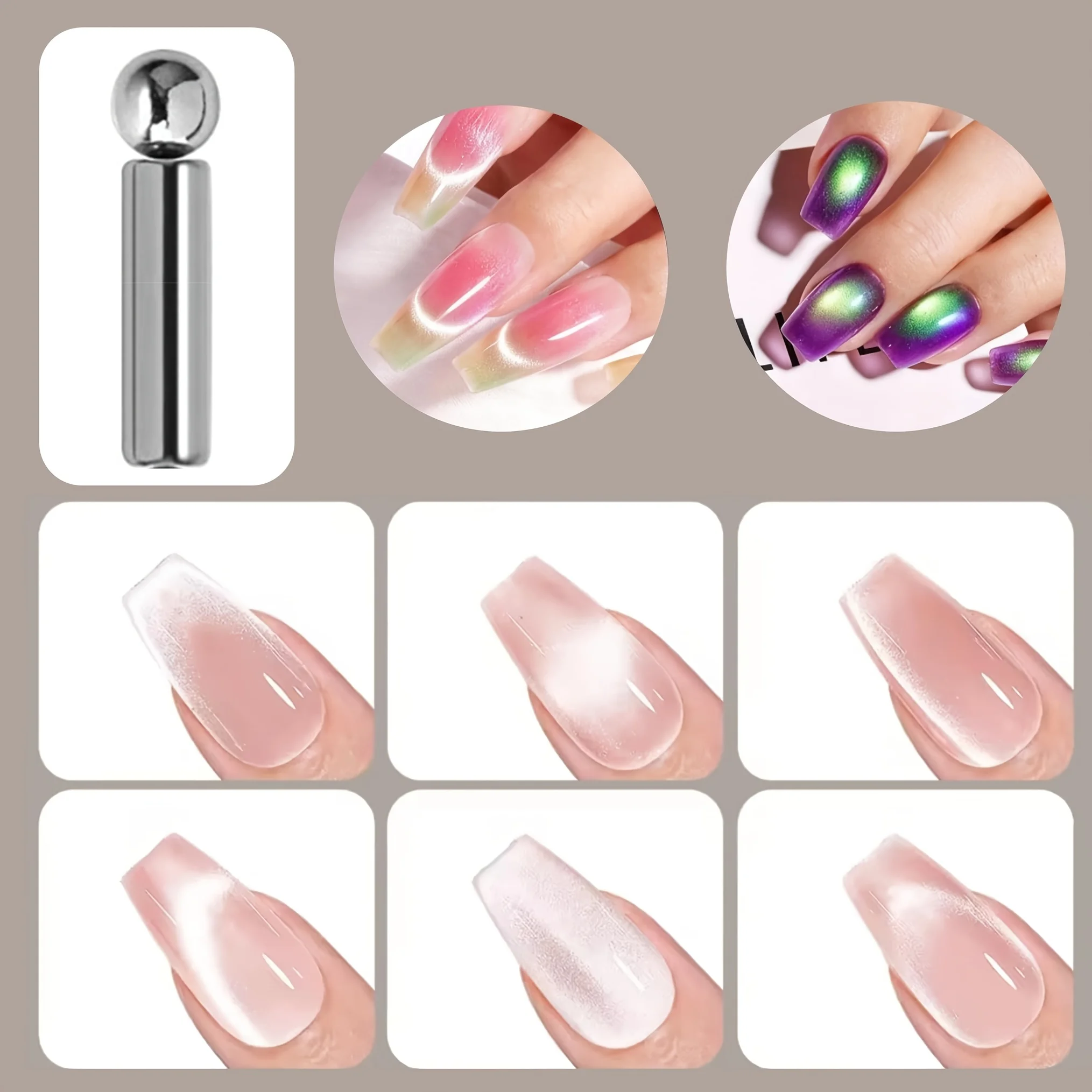 5Pcs Nail Salon Grade Cylindrical Magnets Spherical and Round Magnetic Beads Super Strong Magnets for Attracting Glass Beads