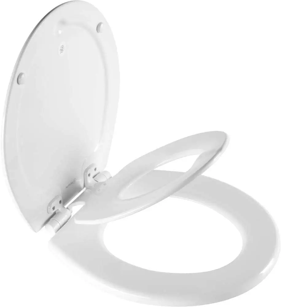 

Slow-Close Toilet Seat with Built-In Toddler Potty Training Seat, Removable, White, Round - Easy Installation