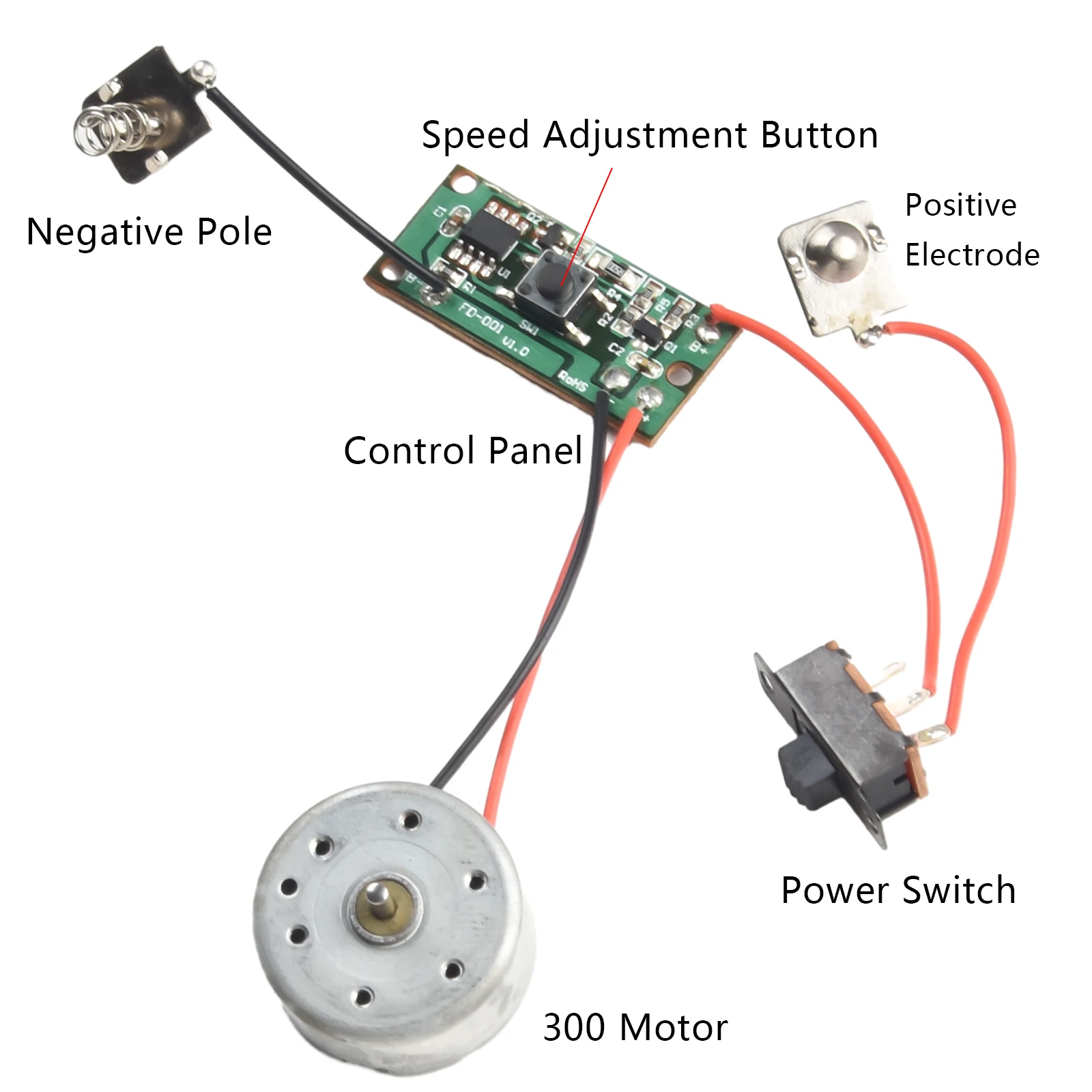 2pcs 300 Motor Switch Speed Regulating Switch Assembly DC 3V-5V Regulation Control For Solar Drive Motor Power Tool Accessories
