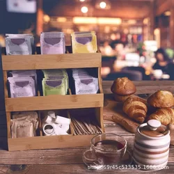 Sugar Packets Organizer Coffee Tea Bag Organizer Storage 3 Layers Holder Storage Rack Tea Bag Display Box Wooden Tea Box