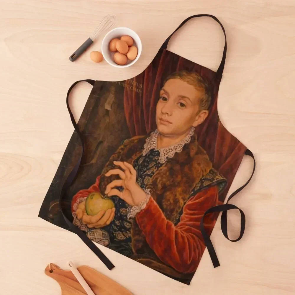 

Boy With Apple Painting Apron For Nail Stylist useful gadgets for home Cute Kitchen Accessories japanese style Apron