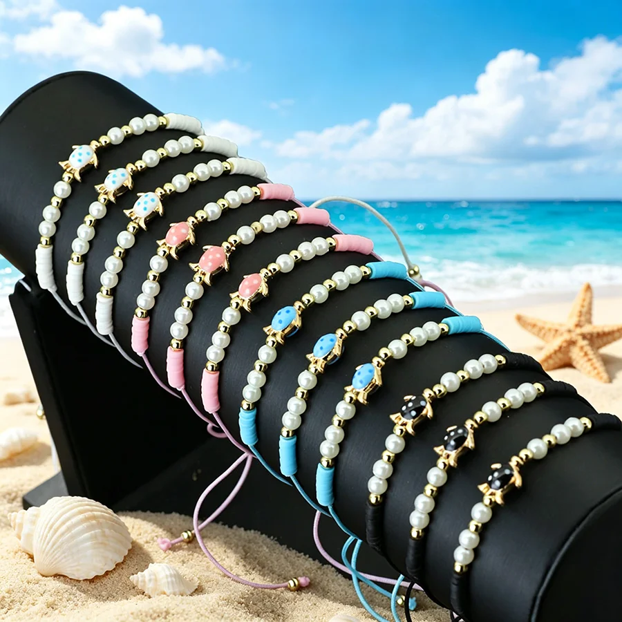 Noter Neues Bohemian Damen-Armband mit niedlichen Seestern-, Muschel- und Fisch-Anhängern – Vielseitiger Schmuck für den Strandurlaub – Detail 7