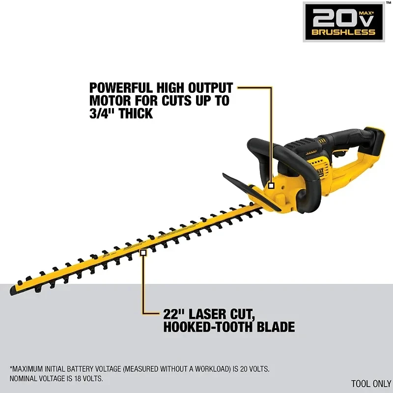 Imagem -02 - Dewalt-cortador de Sebes sem Fio Serra de Poda Elétrica Ferramentas Elétricas para Cortar Grama Dcm563 Max 550 mm 20v