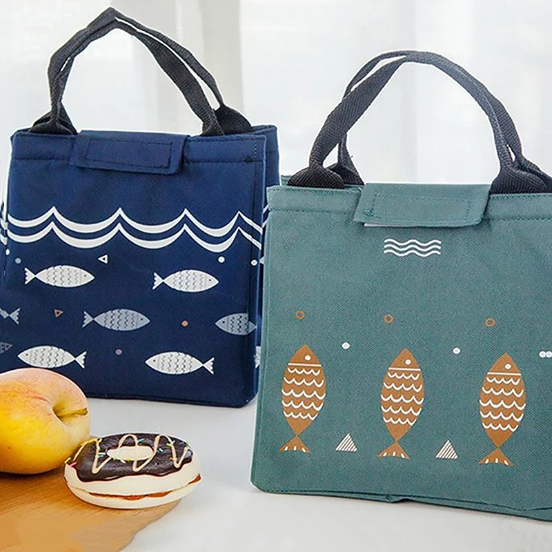 Fish Pattern Waterproof Portable Tote Lunch Insulated Bags Large Capacity Picnic Lunch Bags Ice Cooler Bag All Seasons Universal