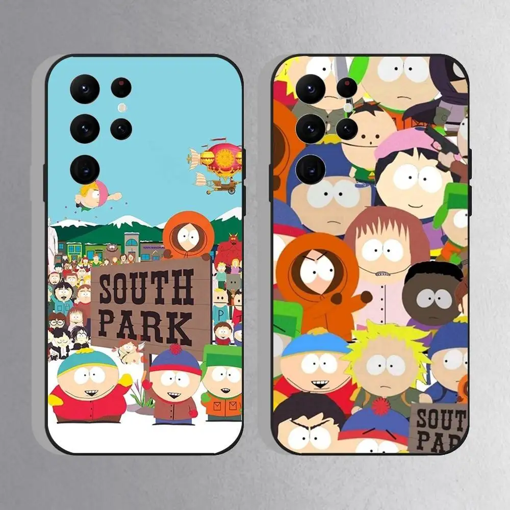 Чехол для телефона S-South Funny P-Park для Samsung S25, S24 Ultra, S20, S30 plus, S22 Plus, S23, Ultra 5G, силиконовый черный корпус