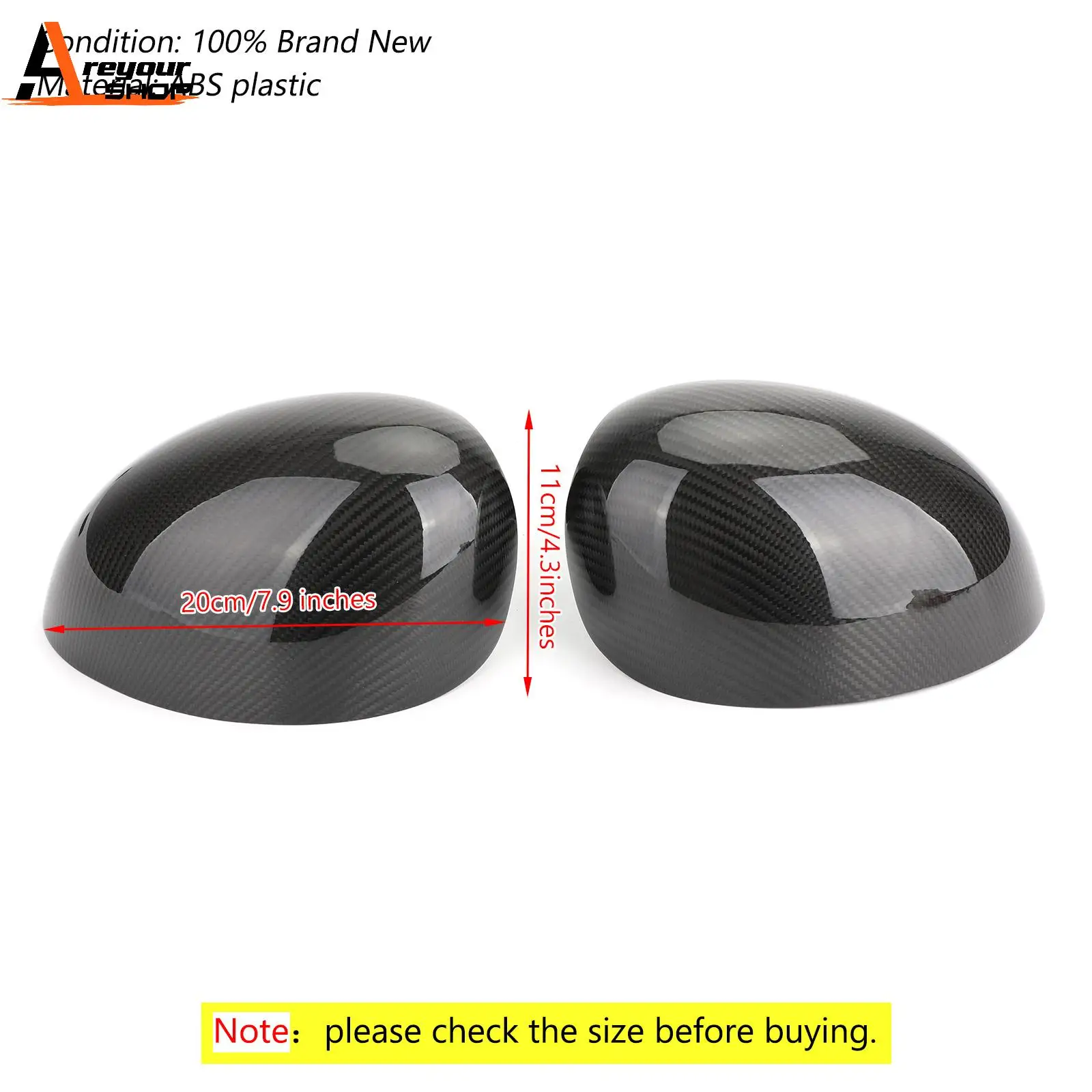 Areyourshop Carbon Door Mirror Caps Covers for Mini Cooper R55 R56 R57 R58 R60 (Power-Fold) Mirror Cover Cap Car Auto Parts