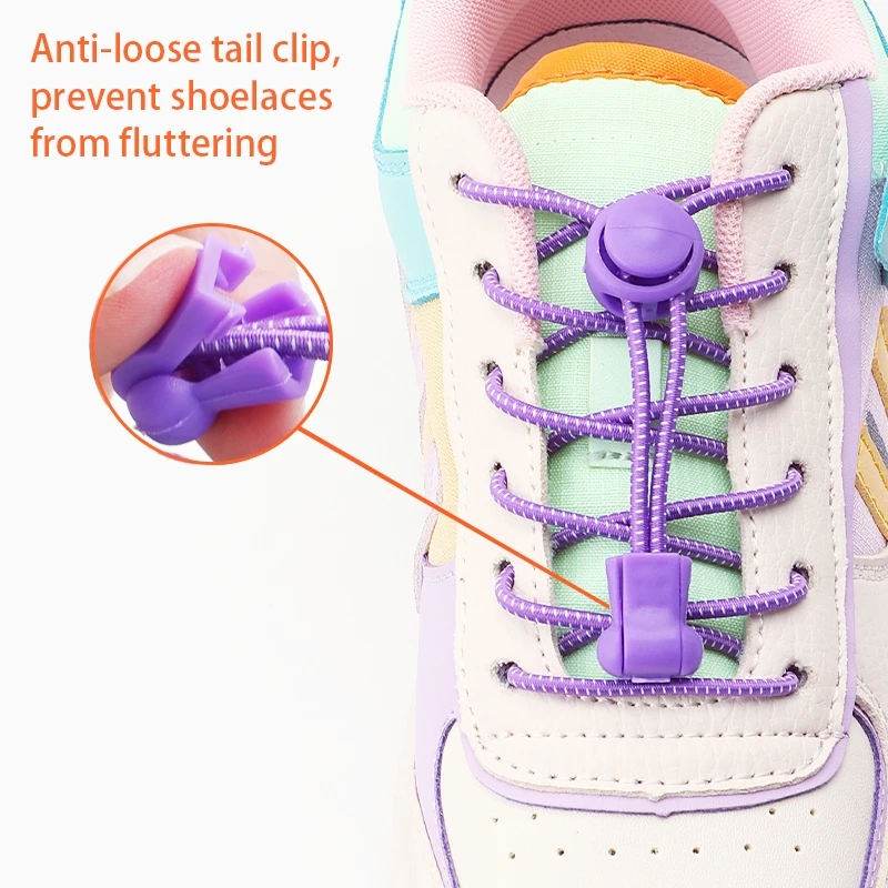 2 Paar Schnürsenkel ohne Krawatte für Kinder, runde elastische Schnürsenkel ohne Krawatten, Schnürsenkel für Turnschuhe, Schnürsenkel für Erwachsene, Schuhe, Zubehör