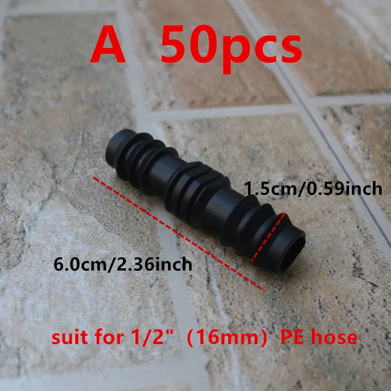50PCS 16/20/25mm PE Pipe Fitting Barb Connector Straight Tee Elbow Plug Reducing Hose Splitter For Garden Farm Irrigation