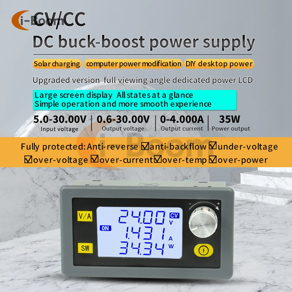 Napięcie regulowane zasilacz regulowany DC-DC Buck Boost Converter CC CV stały prąd 0.6-30V 4A 5V 12V 24V moduł zasilania