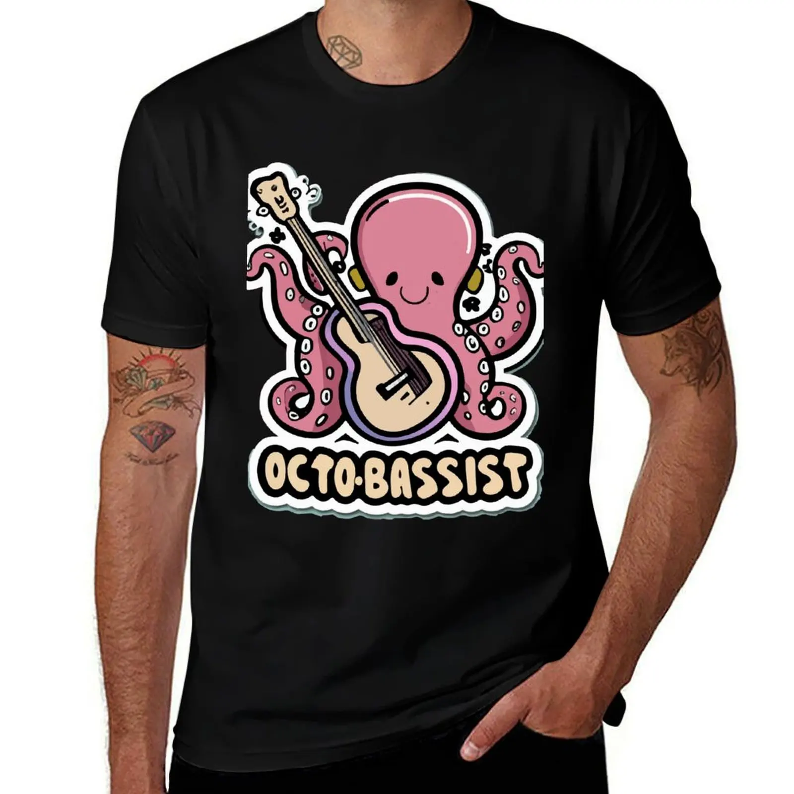 

t plain t - man with dark humor Bass shirts Guitar T-Shirt t shirt man funny Octopus for men T-Shirt Octo-Bassist shirts Playful