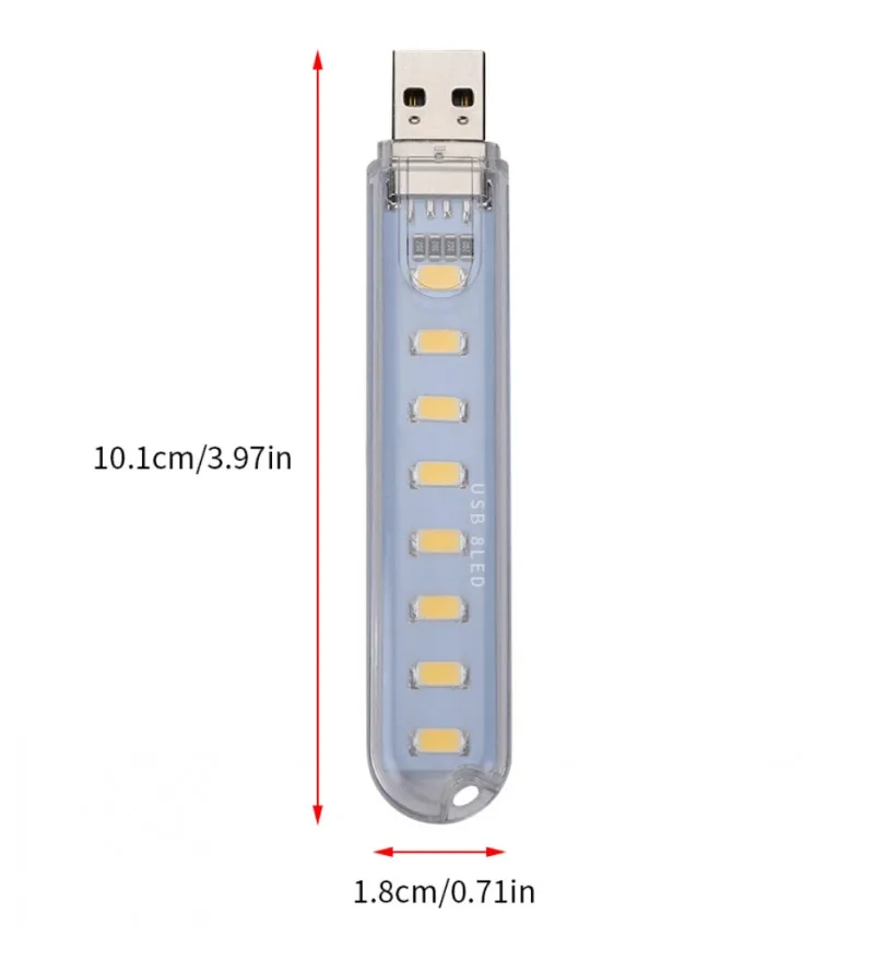 Mini luz LED portátil USB para libros, lámpara de lectura ultrabrillante DC5V, 3leds, 8leds de luces para banco de energía, PC, portátil y Notebook