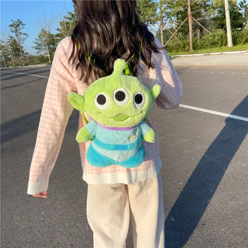 40cmGenuine DisneyThree-eyed Monster Plush School Bag/Backpack Kawaii Soft Cartoon Stuffed Toy Child Kid Kindergarten School Bag