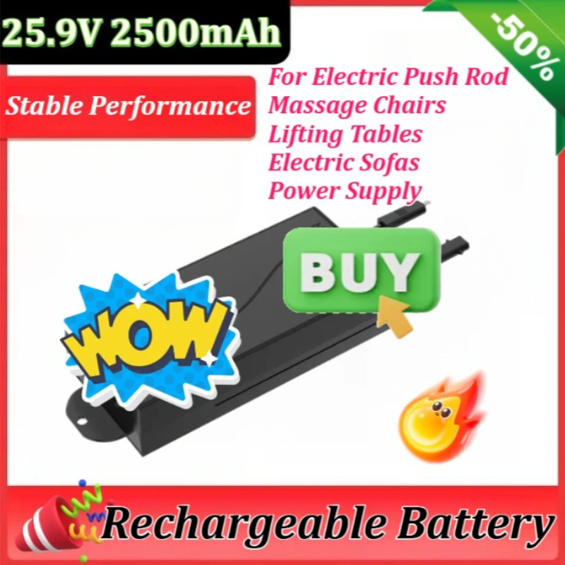

25.9V 2500mAh Battery Pack for Reclining Furniture (for Most Recliner) Rechargeable Power Supply for Power Recliner Sofas