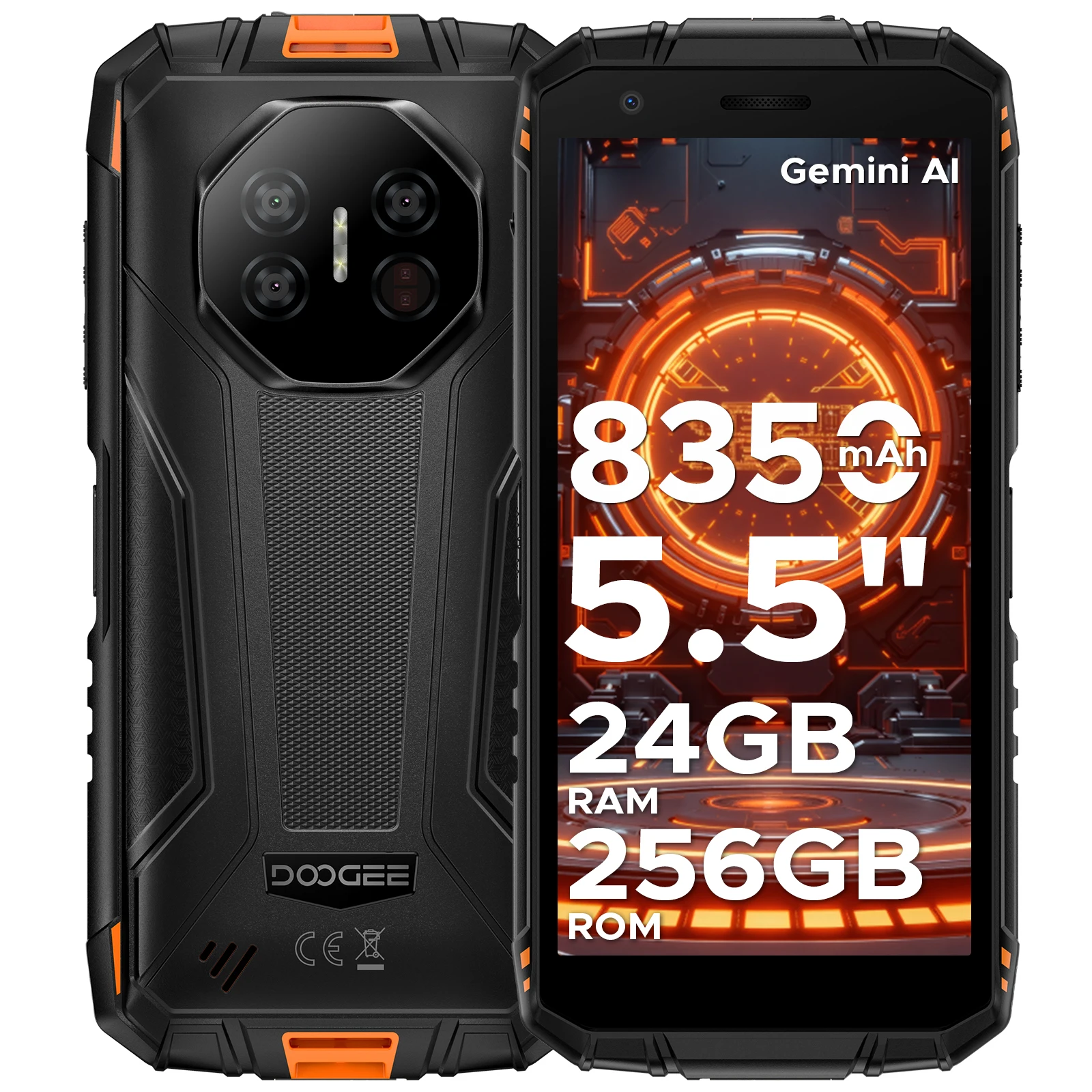 DOOGEE Fire 3 tlphone Ultra robuste Gemini AI Android 15 8350mAh batterie 24GB(6 +18) 256GB UNISOC T7200 Widevine L1 NFC tlphone