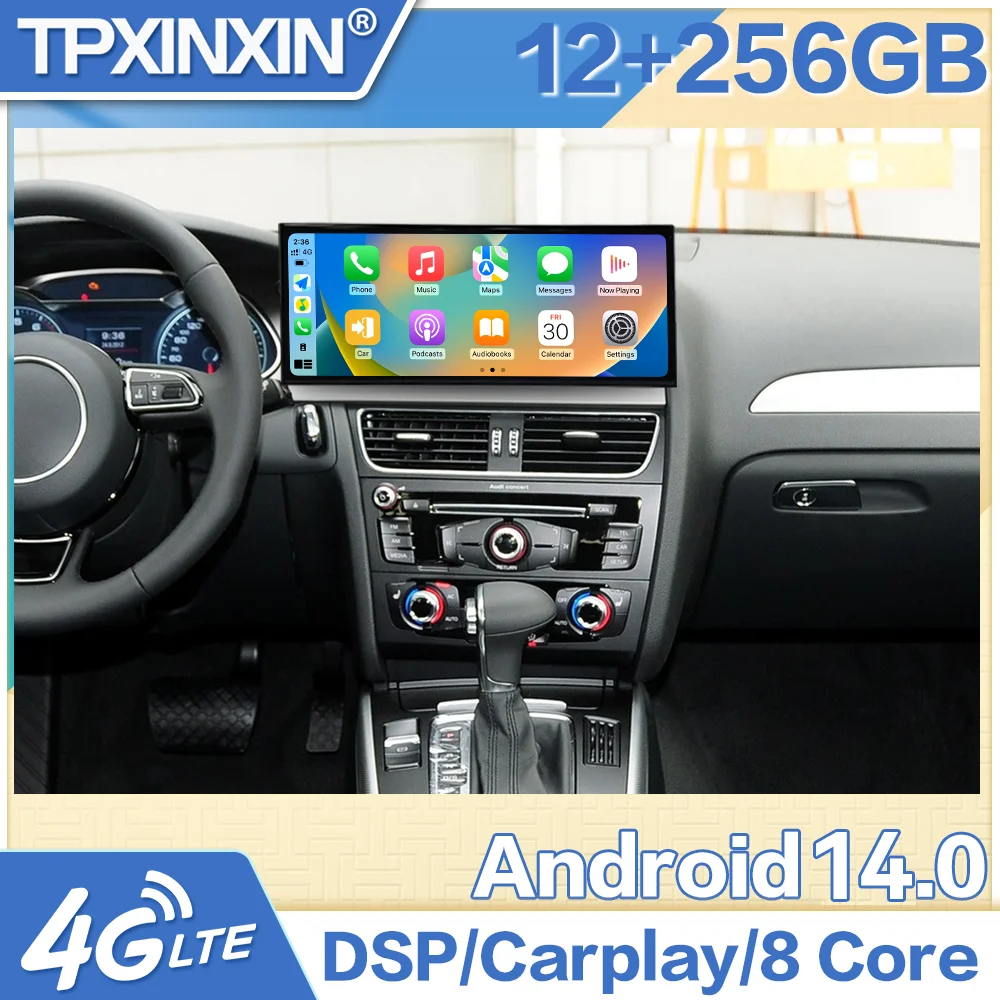 

15,8-дюймовая автомагнитола Android 14.0 с CarPlay для Audi A4 A5 2009-2016, GPS-навигация, мультимедийный проигрыватель, головное устройство с DSP