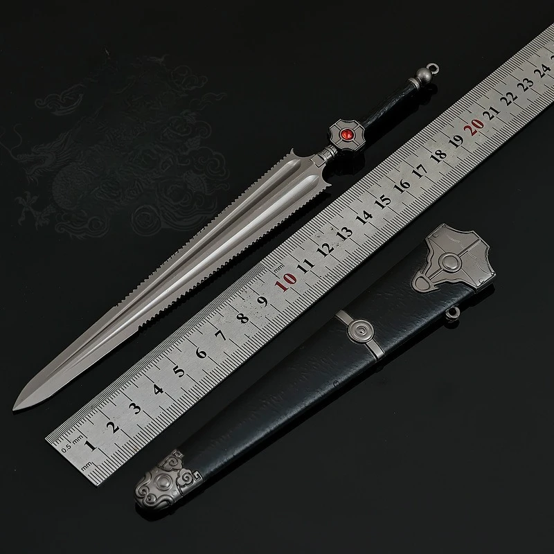 22 cm/8,6 pollici Sette spada sotto Tianshan Film e televisione Armi periferiche Modello Ornamento artigianale in metallo con guaina Spada divina