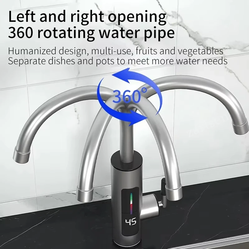 3000 واط 220 فولت الكهربائية المطبخ سخان المياه الحنفية لحظة الساخن مياه الفولاذ المقاوم للصدأ صنبور سخان صنبور التدفئة الباردة #3