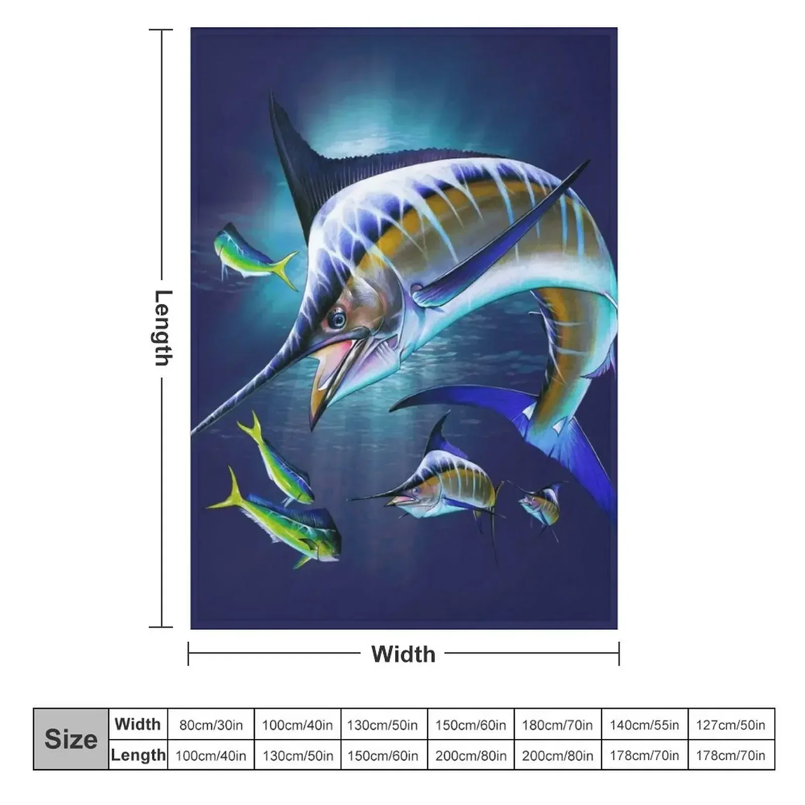 Marlin and Mahi Mahi Throw Blanket Camping Plaid Weighted Soft Plaid Blankets