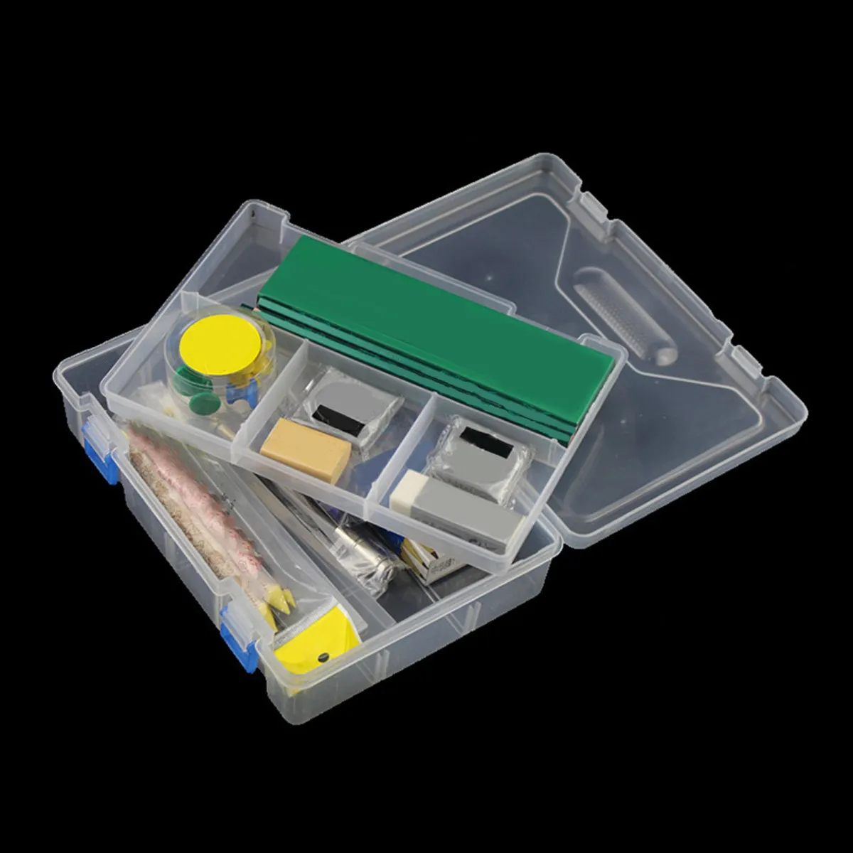 

2 шт., пластиковый органайзер для хранения канцелярских принадлежностей, прозрачный двухслойный пенал для художественных принадлежностей, держатель для мелких предметов, прочный полипропилен