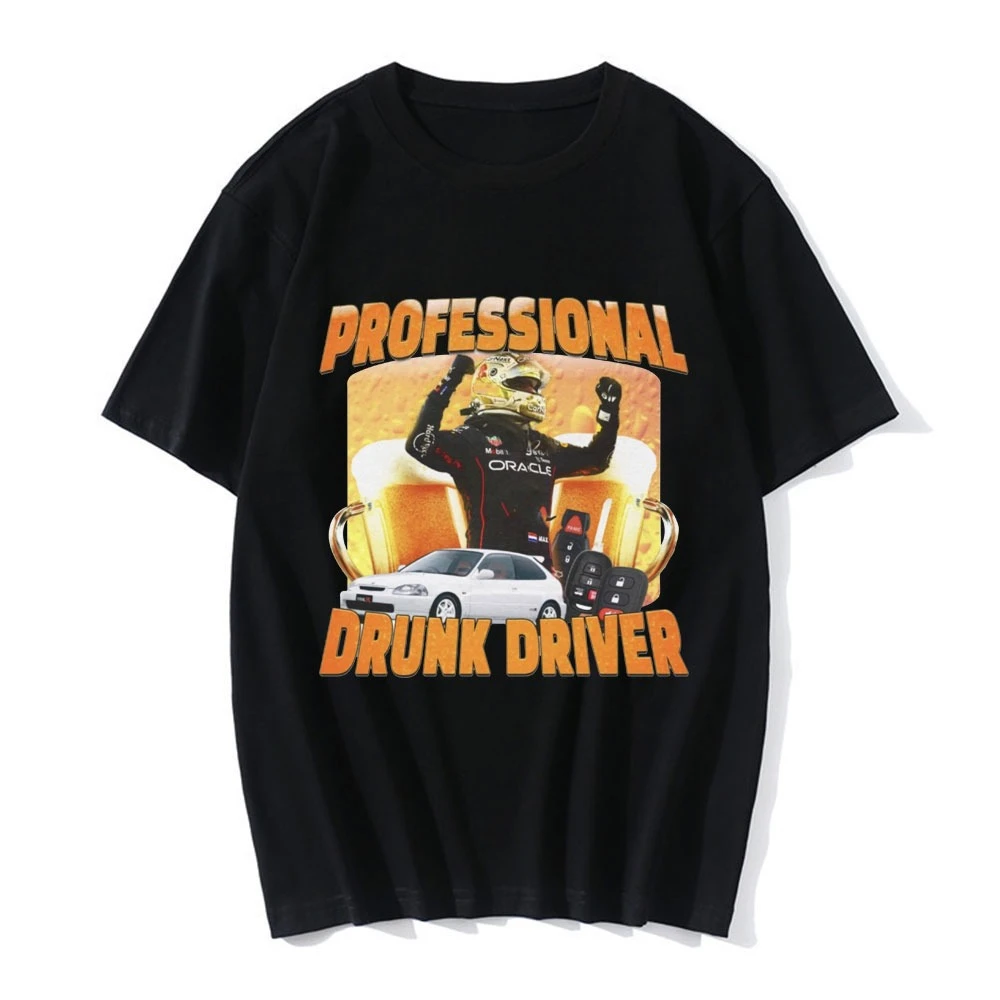 

High-quality Printed Professional Drunk Driver Funny T-shirts for Men and Women, Fashionable Retro Short-sleeved T-shirts