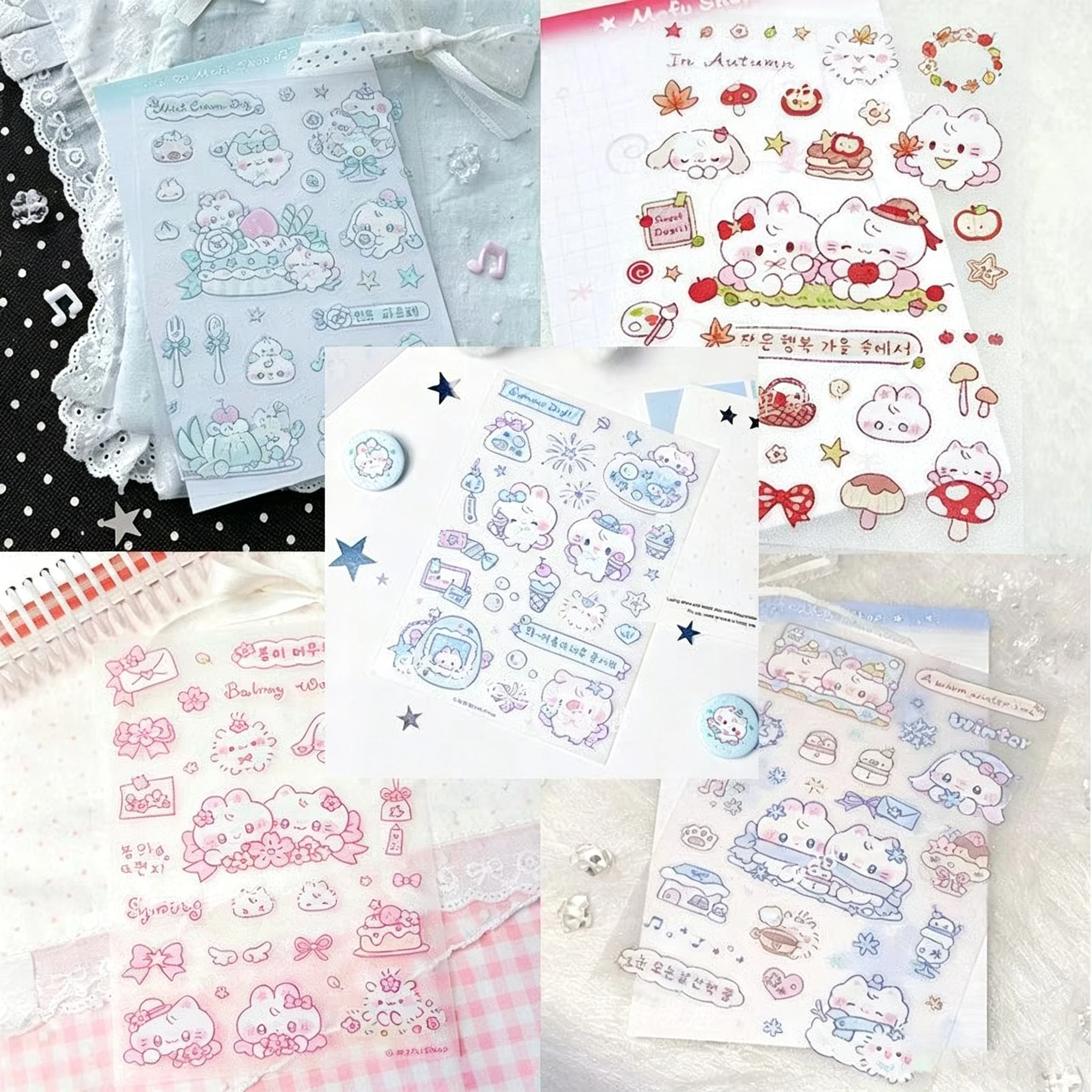 Korean-style Cute Soft Adorable Dessert Stickers Nail Stickers Flat High-appearance-value Planner Decoration Stickers Cute Gift