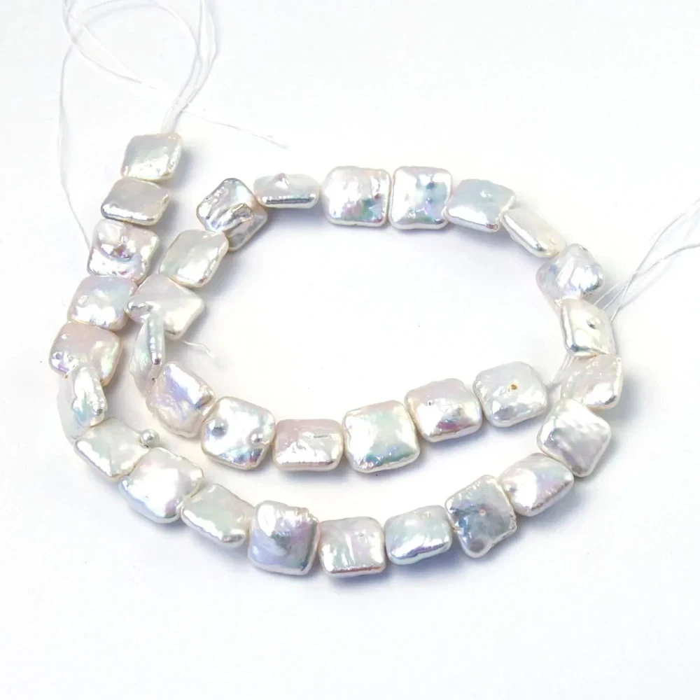 1 ستراند 11-12 مللي متر جودة عالية لؤلؤ المياه العذبة الطبيعية مربع الشكل فضفاض الخرز لصنع المجوهرات عقد دي اي واي سوار القرط