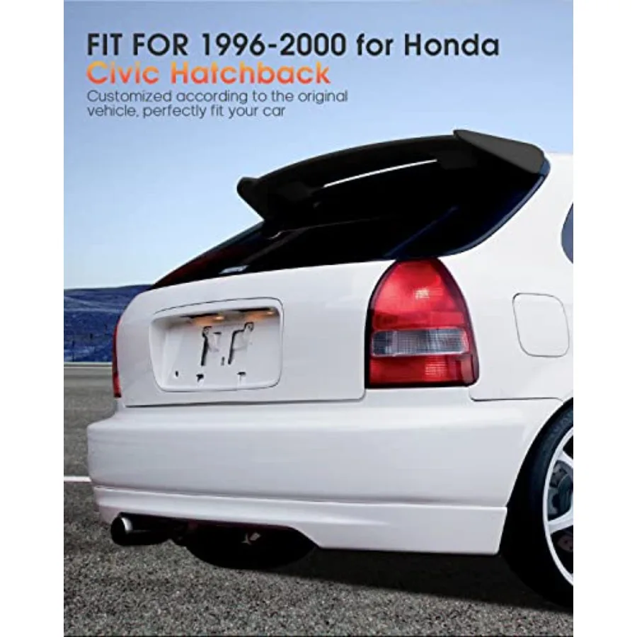ABS Autoruit Dakspoiler Wing Body Kit Type-R Stijl Fit voor 1996-2000 voor Honda Civic Hatchback mat Zwart Dakspoiler