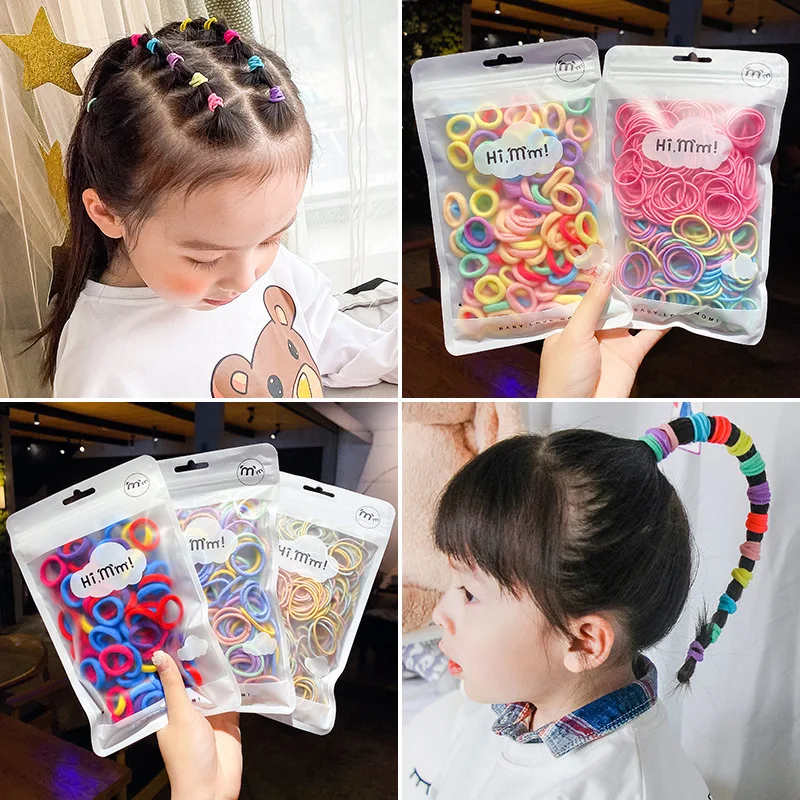 2Bag Baby Girl Elastic Hair Bands Multicolor Kids Ponytail Holder Rubber Bands Children Hair Ring Hair Accessories