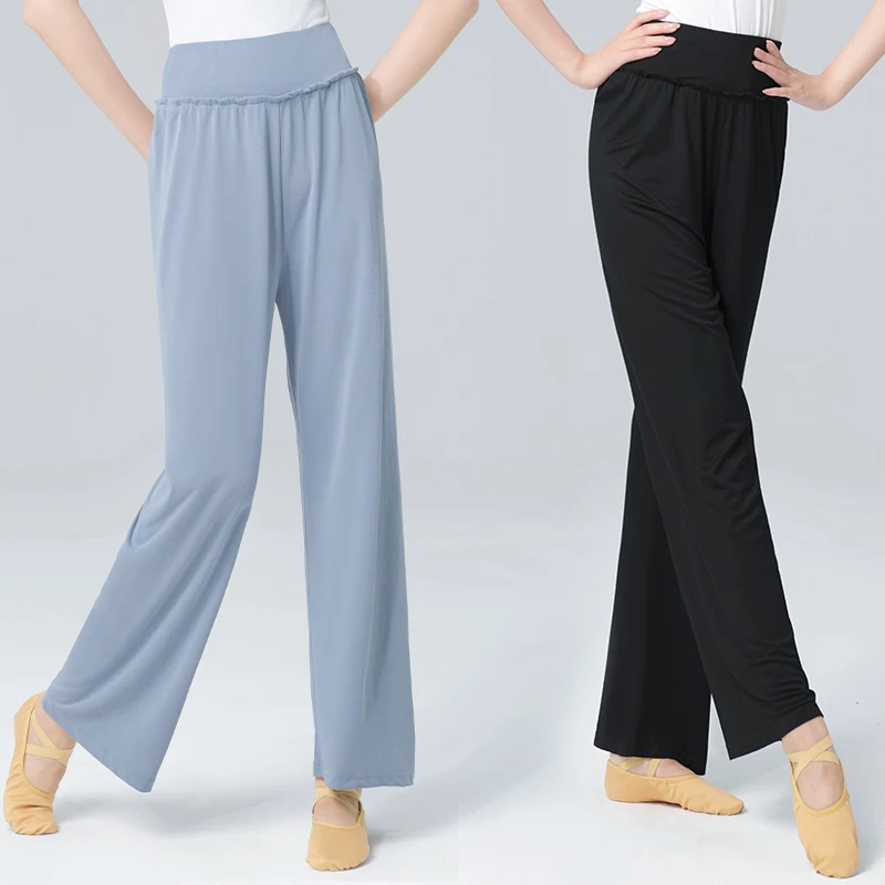 Women Wide Leg Pants Fitness Yoga Pants Black Dance Ballet Pants High Waist Loose Pants Training Running Sports Pants