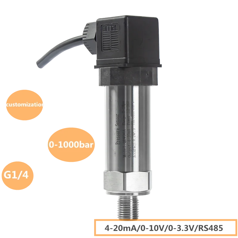 

Pressure Transmitter 4 20mA output Water Gas Oil Liquid 12-36V 0-1bar 50mbar 0.1bar 10bar